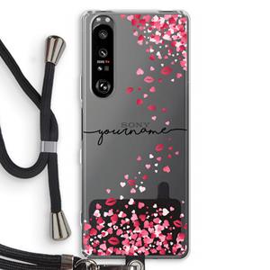 CaseCompany Hartjes en kusjes: Sony Xperia 1 III Transparant Hoesje met koord