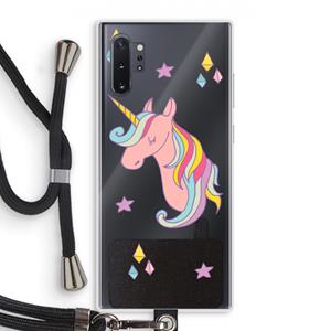 CaseCompany Roze eenhoorn: Samsung Galaxy Note 10 Plus Transparant Hoesje met koord