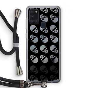 CaseCompany Musketon Skulls: Samsung Galaxy A21s Transparant Hoesje met koord