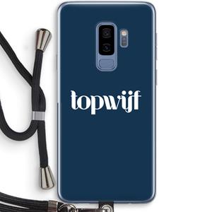 CaseCompany Topwijf Navy: Samsung Galaxy S9 Plus Transparant Hoesje met koord