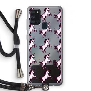 CaseCompany Musketon Unicorn: Samsung Galaxy A21s Transparant Hoesje met koord