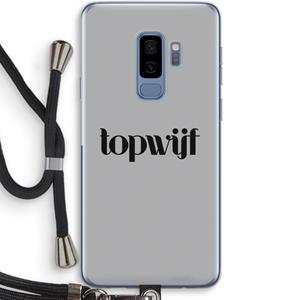 CaseCompany Topwijf Grijs Zwart: Samsung Galaxy S9 Plus Transparant Hoesje met koord