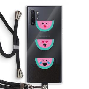 CaseCompany Smiley watermeloen: Samsung Galaxy Note 10 Plus Transparant Hoesje met koord