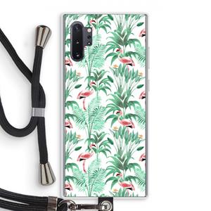 CaseCompany Flamingo bladeren: Samsung Galaxy Note 10 Plus Transparant Hoesje met koord