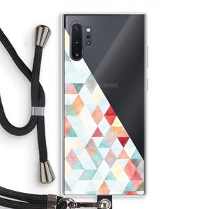 CaseCompany Gekleurde driehoekjes pastel: Samsung Galaxy Note 10 Plus Transparant Hoesje met koord