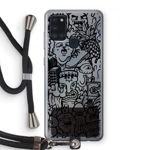 CaseCompany Vexx Black Mixtape: Samsung Galaxy A21s Transparant Hoesje met koord