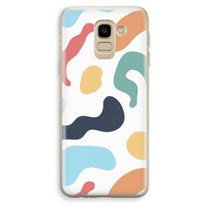 CaseCompany Memphis Shapes Blue: Samsung Galaxy J6 (2018) Transparant Hoesje