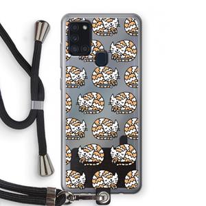 CaseCompany Slapende poes: Samsung Galaxy A21s Transparant Hoesje met koord