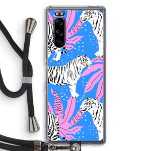 CaseCompany Tijger: Sony Xperia 5 Transparant Hoesje met koord