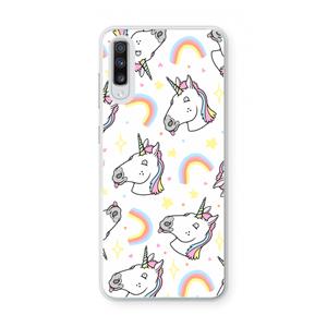 CaseCompany Rainbow Unicorn: Samsung Galaxy A70 Transparant Hoesje