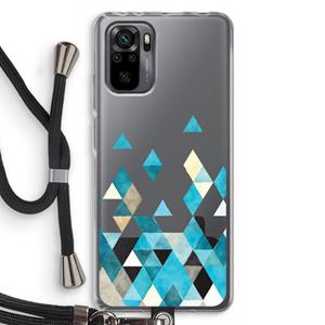 CaseCompany Gekleurde driehoekjes blauw: Xiaomi Redmi Note 10 Pro Transparant Hoesje met koord