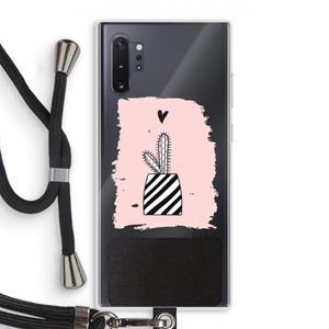 CaseCompany Zwart-wit cactus: Samsung Galaxy Note 10 Plus Transparant Hoesje met koord