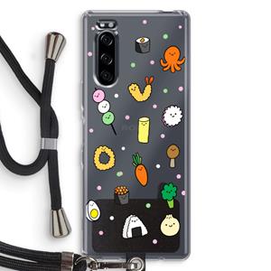 CaseCompany Happy bento friends: Sony Xperia 5 Transparant Hoesje met koord