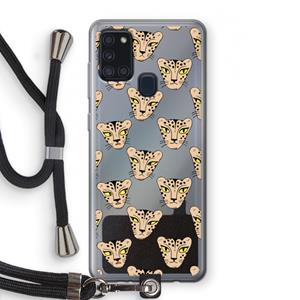 CaseCompany Tijger: Samsung Galaxy A21s Transparant Hoesje met koord