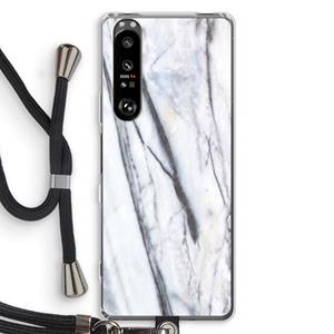 CaseCompany Gestreepte marmer: Sony Xperia 1 III Transparant Hoesje met koord