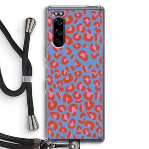 CaseCompany Leopard blue: Sony Xperia 5 Transparant Hoesje met koord