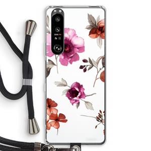 CaseCompany Geschilderde bloemen: Sony Xperia 1 III Transparant Hoesje met koord