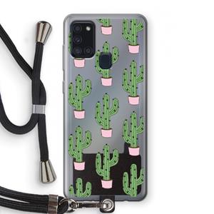 CaseCompany Cactus Lover: Samsung Galaxy A21s Transparant Hoesje met koord