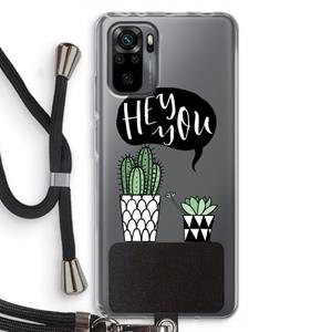 CaseCompany Hey you cactus: Xiaomi Redmi Note 10 Pro Transparant Hoesje met koord