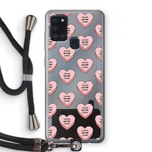 CaseCompany Chicks before dicks: Samsung Galaxy A21s Transparant Hoesje met koord