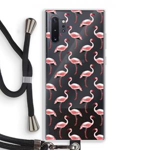 CaseCompany Flamingoprint groen: Samsung Galaxy Note 10 Plus Transparant Hoesje met koord