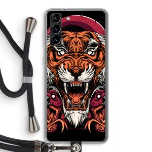 CaseCompany Tiger and Rattlesnakes: Samsung Galaxy S21 Plus Transparant Hoesje met koord