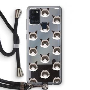 CaseCompany It's a Purrr Case: Samsung Galaxy A21s Transparant Hoesje met koord