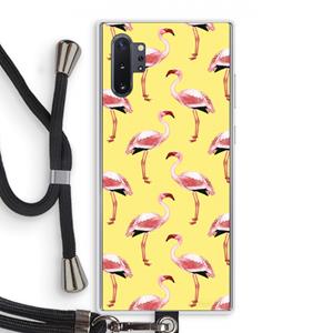 CaseCompany Flamingo's geel: Samsung Galaxy Note 10 Plus Transparant Hoesje met koord