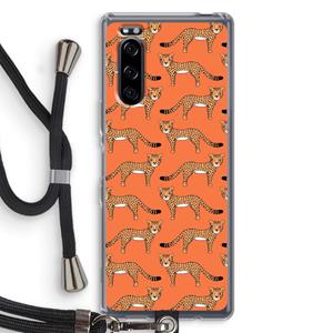 CaseCompany Cheetah: Sony Xperia 5 Transparant Hoesje met koord