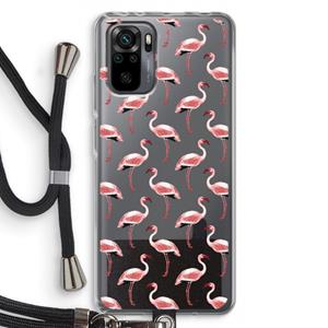 CaseCompany Flamingoprint groen: Xiaomi Redmi Note 10 Pro Transparant Hoesje met koord