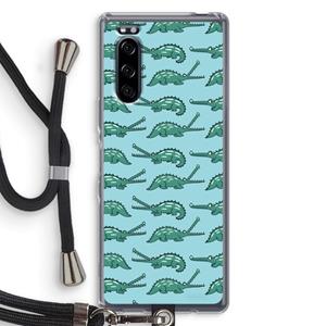 CaseCompany Kroko: Sony Xperia 5 Transparant Hoesje met koord