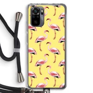 CaseCompany Flamingo's geel: Xiaomi Redmi Note 10 Pro Transparant Hoesje met koord