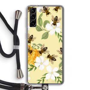 CaseCompany No flowers without bees: Samsung Galaxy S21 Plus Transparant Hoesje met koord