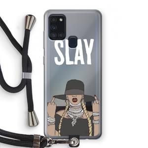 CaseCompany Slay All Day: Samsung Galaxy A21s Transparant Hoesje met koord
