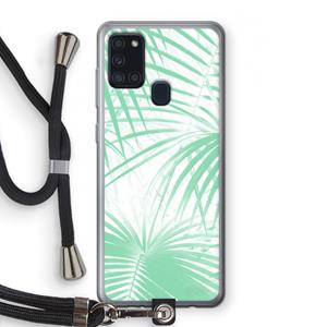 CaseCompany Palmbladeren: Samsung Galaxy A21s Transparant Hoesje met koord