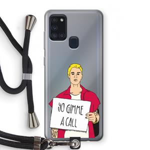 CaseCompany Gimme a call: Samsung Galaxy A21s Transparant Hoesje met koord