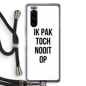 CaseCompany Ik pak nooit op: Sony Xperia 5 Transparant Hoesje met koord