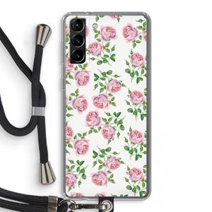 CaseCompany Kleine roosjes: Samsung Galaxy S21 Plus Transparant Hoesje met koord