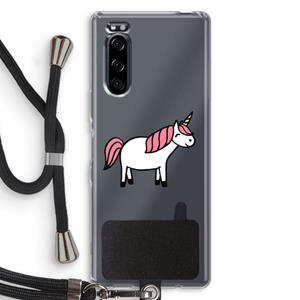 CaseCompany Eenhoorn: Sony Xperia 5 Transparant Hoesje met koord