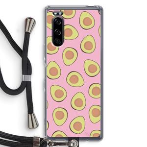CaseCompany Dancing avocados: Sony Xperia 5 Transparant Hoesje met koord