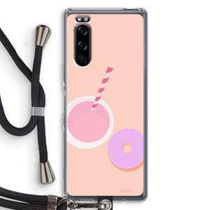 CaseCompany Donut: Sony Xperia 5 Transparant Hoesje met koord