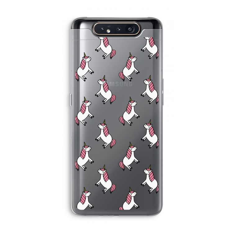 CaseCompany Eenhoorns overal: Samsung Galaxy A80 Transparant Hoesje