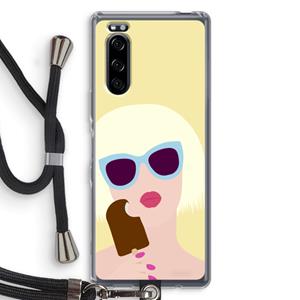 CaseCompany Ice cream: Sony Xperia 5 Transparant Hoesje met koord