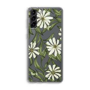 CaseCompany Wit bloemenpatroon: Samsung Galaxy S21 Plus Transparant Hoesje
