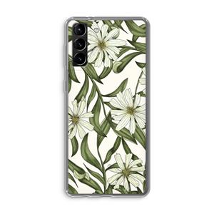 CaseCompany Wit bloemenpatroon: Samsung Galaxy S21 Plus Transparant Hoesje