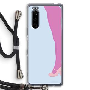 CaseCompany Pink panty: Sony Xperia 5 Transparant Hoesje met koord