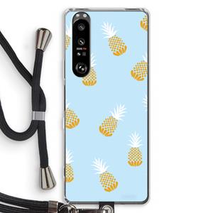 CaseCompany Ananasjes: Sony Xperia 1 III Transparant Hoesje met koord