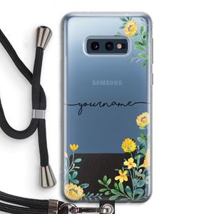 CaseCompany Gele bloemen: Samsung Galaxy S10e Transparant Hoesje met koord