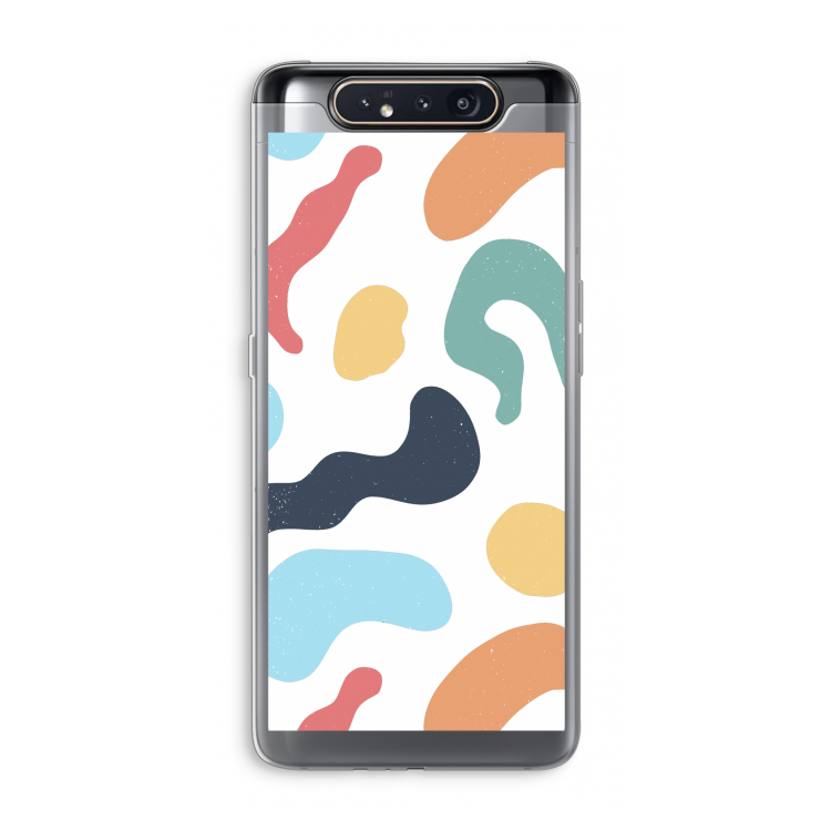 CaseCompany Memphis Shapes Blue: Samsung Galaxy A80 Transparant Hoesje