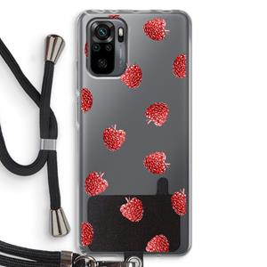 CaseCompany Framboosjes: Xiaomi Redmi Note 10 Pro Transparant Hoesje met koord